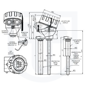 Resistance temperature sensor Ex d (Ex t, Ex i) with metal or ceramic protective tube without converter or with converter